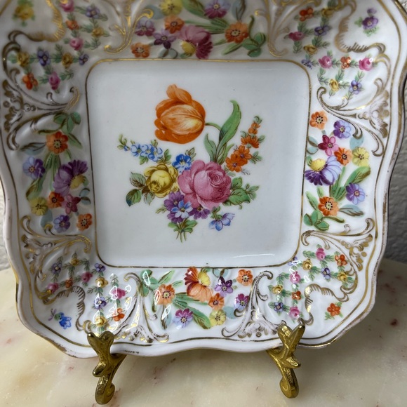 Vintage SCHUMANN BAVARIA Germany Square Bouquet Porcelain Decorative Dish - Picture 2 of 6
